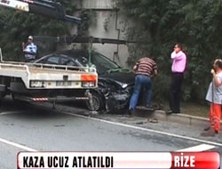 Rize'de Maddi Hasarlı Kaza
