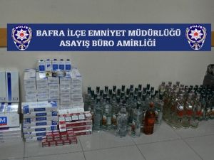 Bafra’da Kaçak Sigara Ve İçki Ele Geçirildi