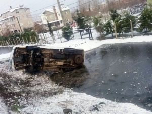 Samsun’da Yollar Buz Pistine Döndü