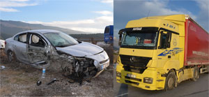 Trabzon Plakalı Otomobil Rize Plakalı Tır’a Çarptı: 4 Yaralı