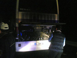 Yolcu otobüsünde yangın çıktı