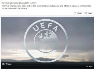 Uefa’dan Başsağlığı Mesajı