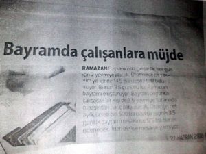 ’Bayramda Çalışanlara Müjde’ Gazete Küpürünü Sosyal Medyadan Paylaştı, İşinden Oldu