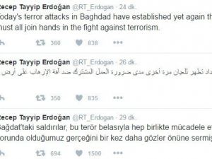 Cumhurbaşkanı Erdoğan’ın, Irak’ın Başkenti Bağdat’taki Bombalı Saldırıya İlişkin Mesajı