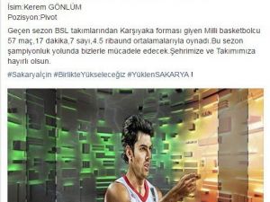 Sakarya Büyükşehir Basketbol, Kerem Gönlüm’le Anlaştı
