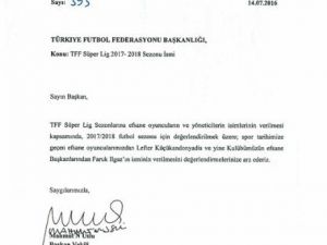 Fenerbahçe’den Tff’ye İsim Başvurusu