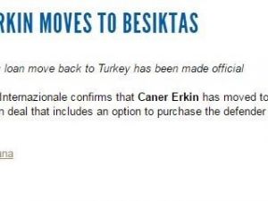 İnter, Caner Erkin’i Beşiktaş’a Kiraladı