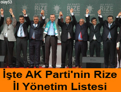 Ak Parti Rize'nin Yeni Yönetim Listesi