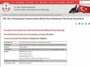 “Ahmet Yesevi” Konulu Şiir Ve Kompozisyon Yarışması