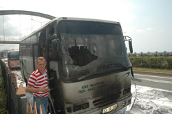 Rize'de Halk Otobüsü Alev Aldı