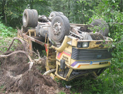 Kamyon Uçuruma Yuvarlandı