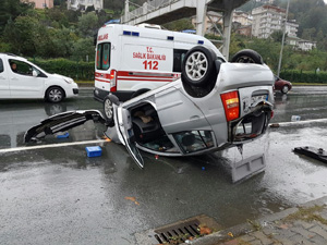 Rize’de Araç Takla Attı: 1 Yaralı