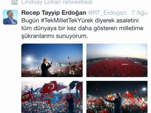 Lindsay Lohan Cumhurbaşkanı Erdoğan’ı Retweetledi