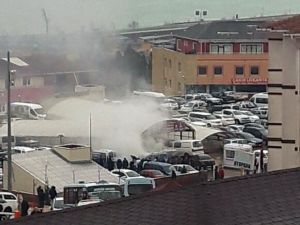 Rize’de Hastane Otoparkında Yangın
