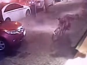 Kopan Dev Cam Bisikletli Şahsın Üzerine Düştü