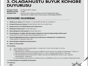 Olağanüstü Büyük Kongre Programı Açıklandı