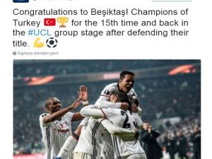 Uefa Beşiktaş’ı Tebrik Etti