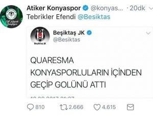 Konyaspor’dan Beşiktaş’a Yanıt: "Tebrikler Efendi"