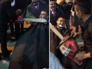 Motorlu Testere İle Damat Tıraşı