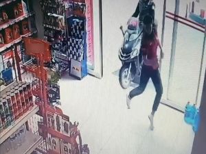 Trabzon’da Motosiklet Markete Böyle Girdi