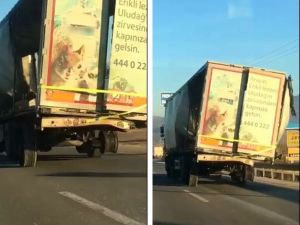 Lastiksiz Yola Devam Eden Tır Korkuttu