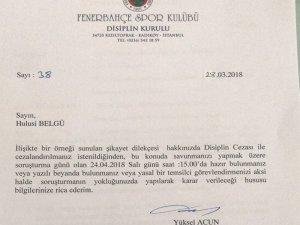 Hulusi Belgü Disiplin Kuruluna Sevk Edildi