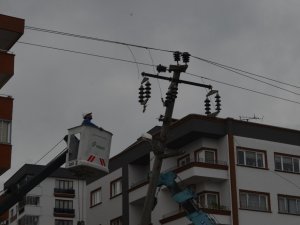 Yoldan Çıkan Otomobil Orta Refüjdeki Elektrik Direğine Çarptı: 3 Yaralı