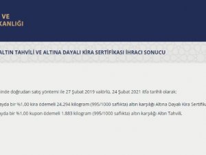 Altın Tahvili Ve Altına Dayalı Kira Sertifikası İhracı Yapıldı