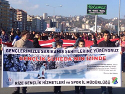 Rize'de Sarıkamış Şehitleri İçin Yüründü
