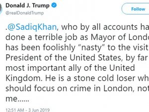 Trump, Sadık Khan’ı Uçağı Daha Yere İnmeden Eleştirdi