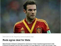 Machester Unıted, Mata Transferini Açıkladı