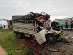 Park halindeki tıra çarpan kamyonetteki 2 kişi öldü