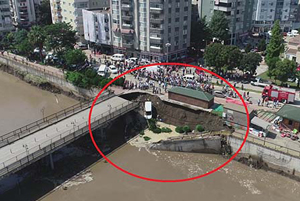 Samsun'da köprüde kısmi çökme: 2 yaralı
