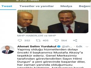 Mhp Antalya İl Başkanlığına Hilmi Durgun Getirildi