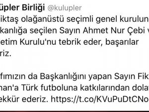 Kulüpler Birliği’nden Ahmet Nur Çebi’ye Erken Tebrik