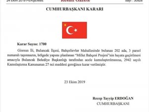 Cumhurbaşkanlığı’ndan Bulancak’a Müjde