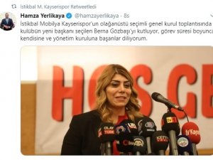 Kayserispor Kulüp Başkanı Berna Gözbaşı’ya Tebrik Yağıyor