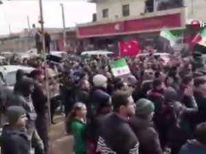 İdlib’de Türk Askerine Destek Gösterisi