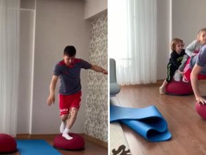 Sivassporlu Futbolcular Evinde İdman Yapıyor