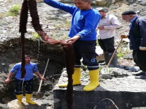 İçme Suyu Borusundan Çıkan Ağaç Kökü Görenleri Şaşkına Çevirdi