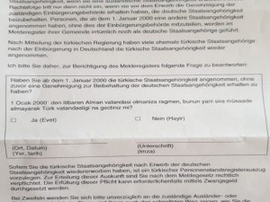 Almanya’da Yaşayan Türklere Mektupla Vatandaşlık Sorgusu