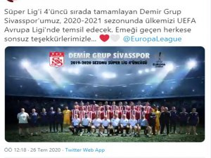 Sivasspor’dan Uefa Paylaşımı