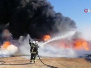 El Bab’ta Bir Benzin İstasyonunda Büyük Yangın