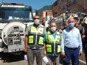 Bakan Soylu ve Kurum, Giresun’da Konya Ekiplerini Ziyaret Etti