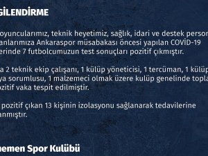 Menemenspor’da 13 Pozitif Vaka