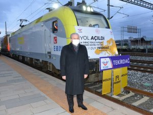 Tekirdağ’dan Avrupa’ya İlk İhracat Yükü Trenle Avrupa’ya Gönderildi