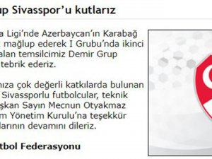 Tff’den Sivasspor’a Tebrik
