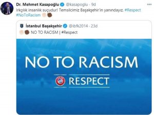 Bakan Kasapoğlu: "Irkçılık İnsanlık Suçudur! Temsilcimiz Başakşehir’in Yanındayız"