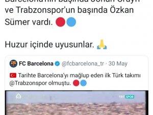 Barcelona, Özkan Sümer İçin Başsağlığı Mesajı Yayımladı
