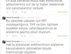 Davutoğlu: “ırak'ta Alıkonulan Şoförlerimizin Ailelerine Kavuştuklarını